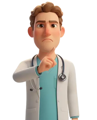 imagem 3D de um doutor com expressão de nãp permissão e fazendo não com o dedo indicador